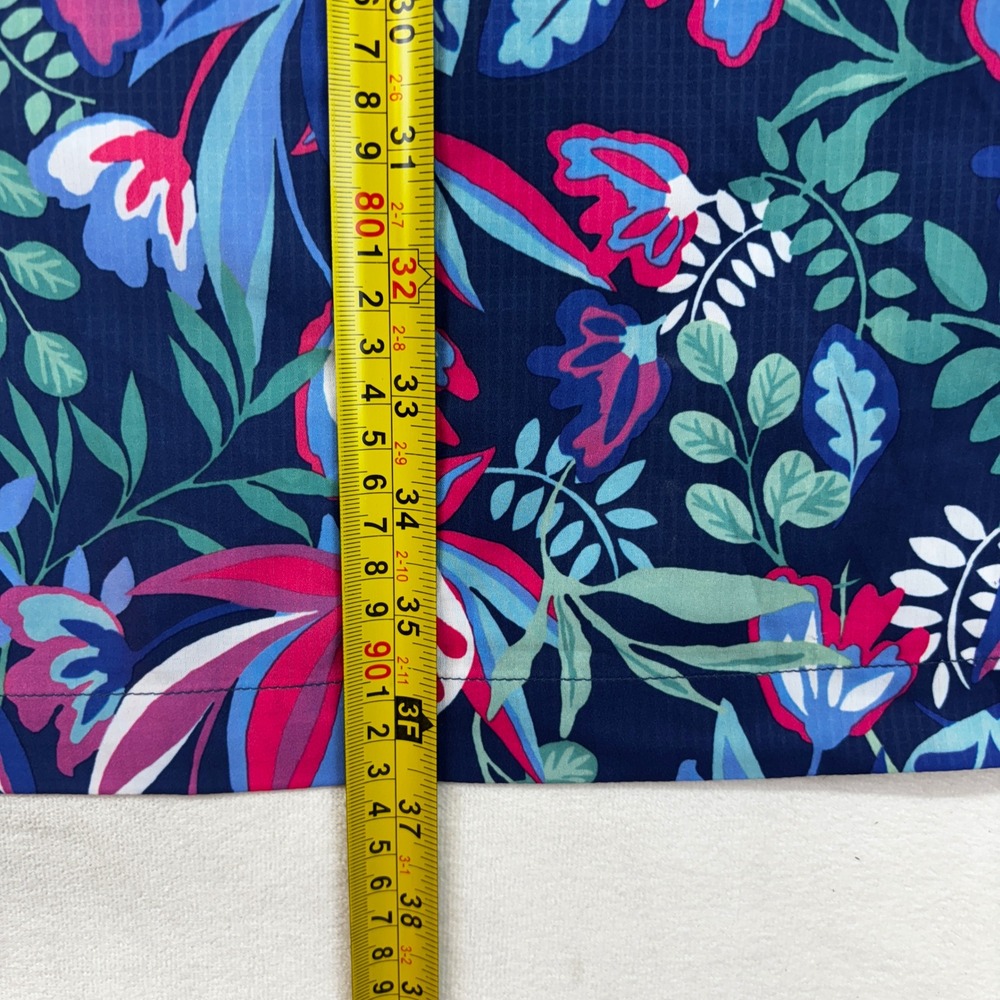 Reel Legends Mariner Shirt Dress Womens XL Navy Blue Tropical Floral Vented Back - Picture 6 of 8